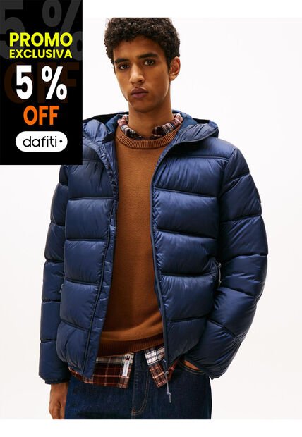 Chaqueta Azul Acolchada Con Capota Y Logo Tonal Tommy Jeans