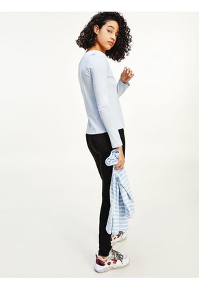 Camiseta De Cuello En V Y Manga Larga Azul Tommy Hilfiger