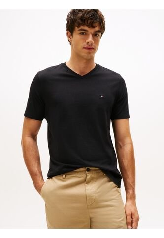 Camiseta Negra De Cuello En V Tommy Hilfiger Tommy Hilfiger
