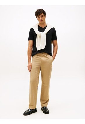 Camiseta Negra De Cuello En V Tommy Hilfiger