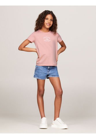 Camiseta Niña Rosada Corte Slim Con Logo Aterciopelado Tommy Hilfiger Tommy Hilfiger