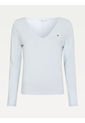 Camiseta De Cuello En V Y Manga Larga Azul Tommy Hilfiger de Tommy Hilfiger