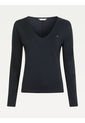 Camiseta De Cuello En V Y Manga Larga Negro Tommy Hilfiger de Tommy Hilfiger