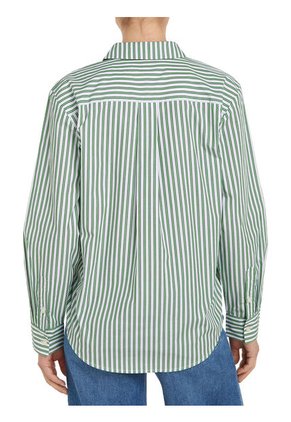 Camisa A Rayas De Corte Regular Mujer Verde Tommy Hilfiger