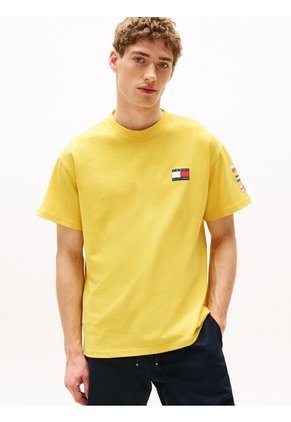 Camiseta Amarilla Amplia Hilfiger Con Logo Trasero Tommy Hilfiger