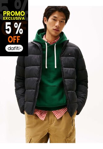 Chaqueta Negra De Cuello Alto Acolchada Con Logo Tommy Hilfiger Tommy Hilfiger