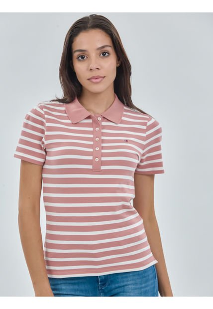 Polo Rosado Slim A Rayas Colección 1985 Tommy Hilfiger