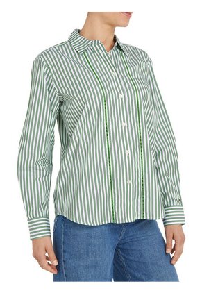 Camisa A Rayas De Corte Regular Mujer Verde Tommy Hilfiger