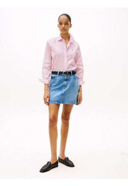 Camisa Rosa De Popelín De Corte Regular Tommy Hilfiger