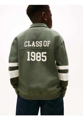 Polo Gris Varsity De Manga Larga Con Aplicación Tommy Hilfiger