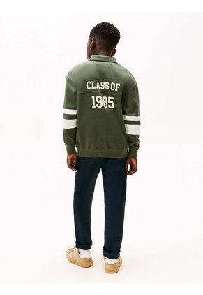 Polo Gris Varsity De Manga Larga Con Aplicación Tommy Hilfiger