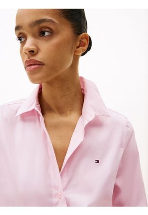 Camisa Rosa De Popelín De Corte Regular Tommy Hilfiger