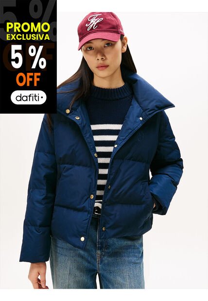 Chaqueta Azul Acolchada Con Escudo Bordado Tommy Hilfiger