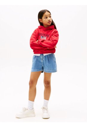 Saco Rojo Con Capota Y Logo De Lentejuelas Tommy Hilfiger