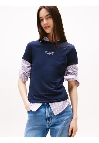 Camiseta Azul De Punto Con Logo Y Corte Slim Tommy Jeans Tommy Hilfiger
