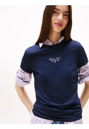 Camiseta Azul De Punto Con Logo Y Corte Slim Tommy Jeans