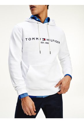 Suéter Blanco Con Gorro Y Logo Bordado Tommy Hilfiger