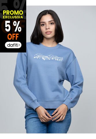 Saco Azul Fleece De Cuello Redondo Con Logo Gráfico Tommy Hilfiger Tommy Hilfiger