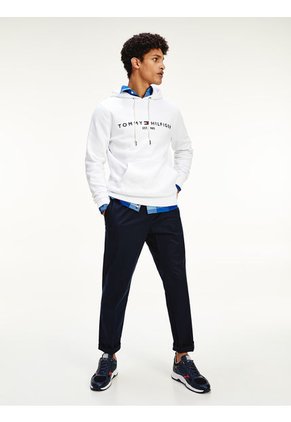 Suéter Blanco Con Gorro Y Logo Bordado Tommy Hilfiger