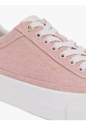 Tenis Rosa De Lona Lavada Con Plataforma Tommy Hilfiger