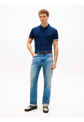 Polo Azul Slim Con Manga Corta Tommy Hilfiger