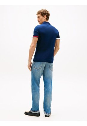Polo Azul Slim Con Manga Corta Tommy Hilfiger