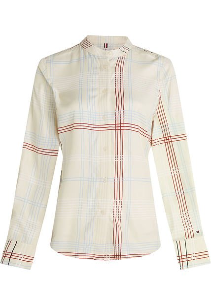 Camisa Beige De Rayas De Corte Regular Para Mujer Tommy Hilfiger