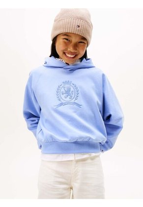 Buzo Celeste Con Capota Y Logo Tonal Tommy Hilfiger