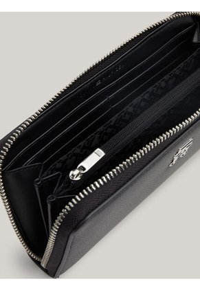 Billetera Negra Essential Grande Con Monograma TH Tommy Hilfiger