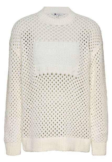 Saco Blanco De Tejido Trenzado Con Logo Tommy Jeans