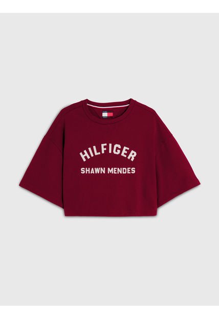 Camiseta Cropped Amplia Tommy Hilfiger X Shawn Mendes Mujer Rojo Tommy Hilfiger