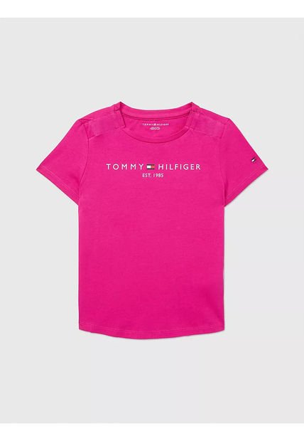 Camiseta De Niña Rosada Nantucket Con Logo Tommy Hilfiger