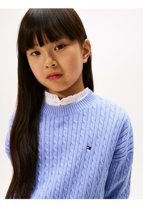 Saco Celeste Amplio De Punto Trenzado Tommy Hilfiger