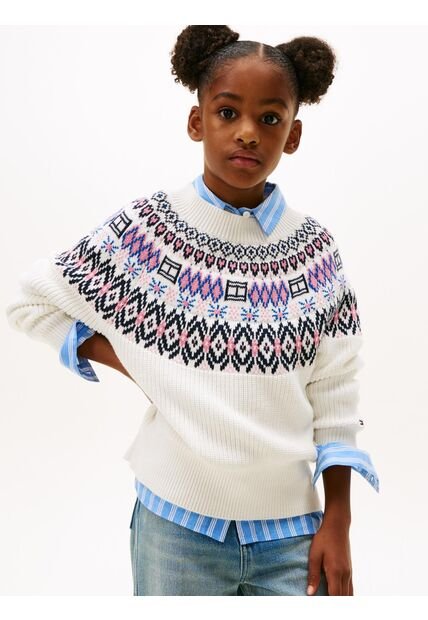 Saco Blanco Con Mangas Globo Y Greca Alpina Tommy Hilfiger