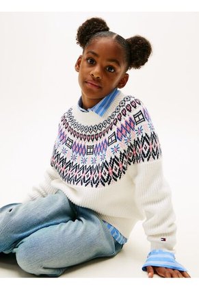 Saco Blanco Con Mangas Globo Y Greca Alpina Tommy Hilfiger