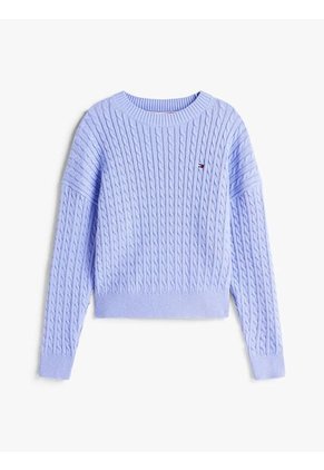 Saco Celeste Amplio De Punto Trenzado Tommy Hilfiger