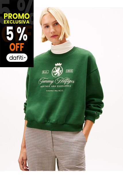 Buzo Verde Amplio Con Escudo TH Bordado Tommy Hilfiger