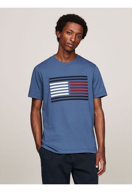 Camiseta Azul Con Logo De Grogrén Tommy Hilfiger