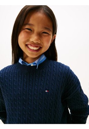 Saco Azul Amplio De Punto Trenzado Tommy Hilfiger