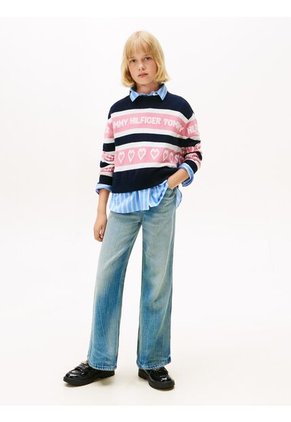 Saco Azul Amplio En Intarsia Con Inscripción Tommy Hilfiger