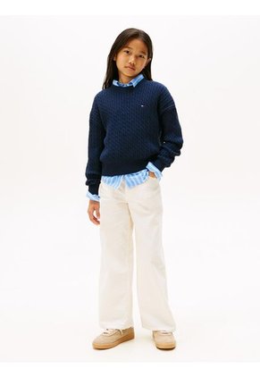 Saco Azul Amplio De Punto Trenzado Tommy Hilfiger