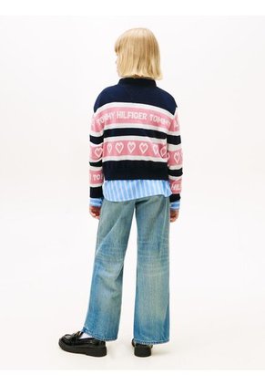 Saco Azul Amplio En Intarsia Con Inscripción Tommy Hilfiger