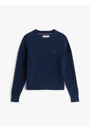 Saco Azul Amplio De Punto Trenzado Tommy Hilfiger