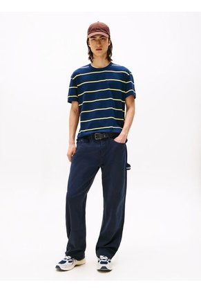 Camiseta Gris De Rayas Y Cuello Redondo Tommy Jeans