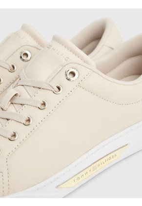 Tenis Cuero Con Suela Cupsole Mujer Beige Tommy Hilfiger