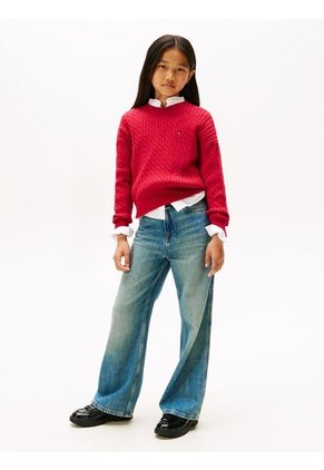 Saco Rojo Amplio De Punto Trenzado Tommy Hilfiger