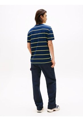 Camiseta Gris De Rayas Y Cuello Redondo Tommy Jeans