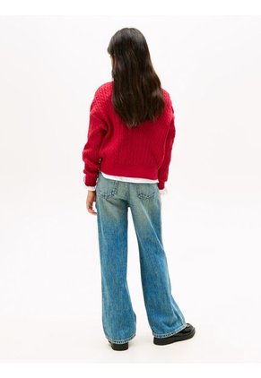 Saco Rojo Amplio De Punto Trenzado Tommy Hilfiger