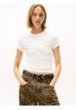 Camiseta Blanca De Corte Slim Con Logo Lineal En El Pecho Tommy Jeans de Tommy Hilfiger