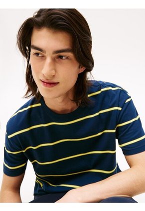 Camiseta Gris De Rayas Y Cuello Redondo Tommy Jeans